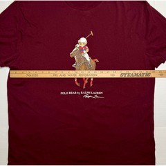 Ralph Lauren Polo Bear Horseback Vintage Single Stitch Burgandy T Shirt Mens XL