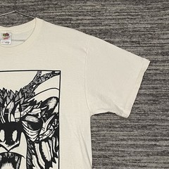 Vintage Bear With Antlers Geometric Style Shirt Size L Cream Color