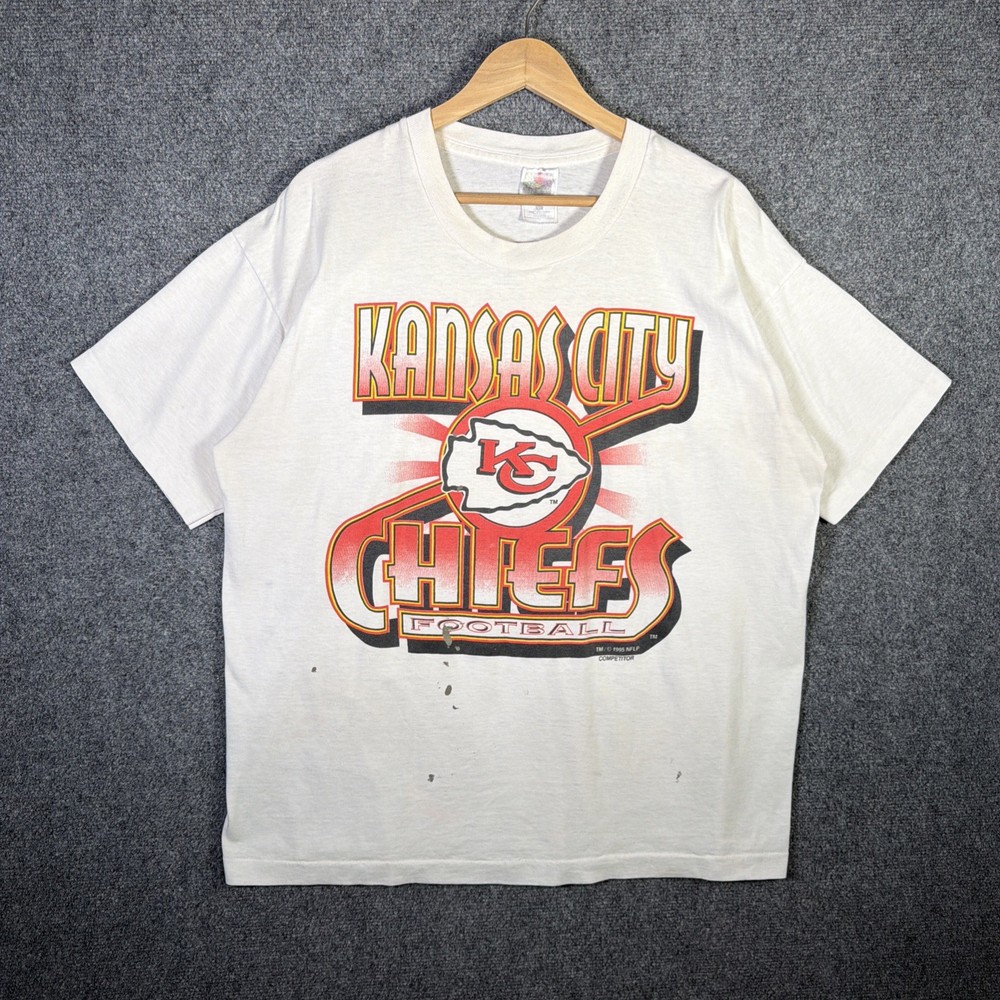 Vintage Kansas City Cheifs Shirt Mens XL White 90s Football NFL Faded Sports USA