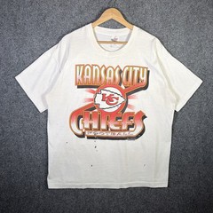 Vintage Kansas City Cheifs Shirt Mens XL White 90s Football NFL Faded Sports USA