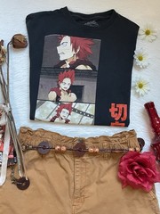 Unisex My hero academia Kirishima red riot panel graphic anime Short Sleeve tee