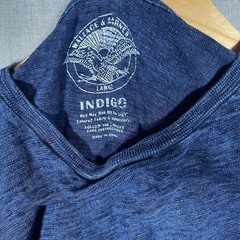 Wallace & Barnes Shirt Mens Large Indigo Blue Short Sleeve Pocket Crew Neck