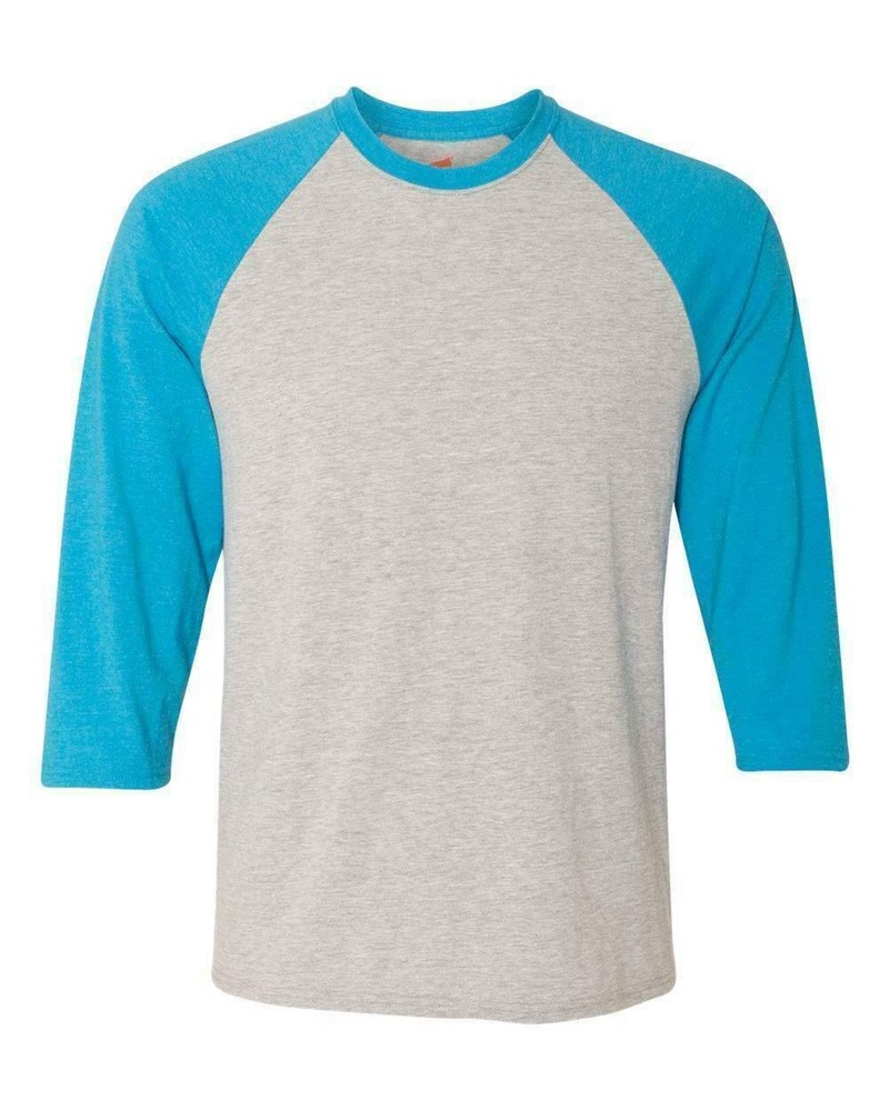 Hanes Baseball Jersey Small X-Temp Unisex Light Steel/Neon Blue Free Ship/Return