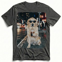 Golden Retriever Shades Cold Brew Neon Street Unisex T-Shirt Funny Dog Lover Tee