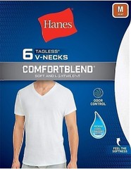 Hanes Men’s 6-Pack ComfortBlend V-Neck T-Shirt with FreshIQ Size 2X