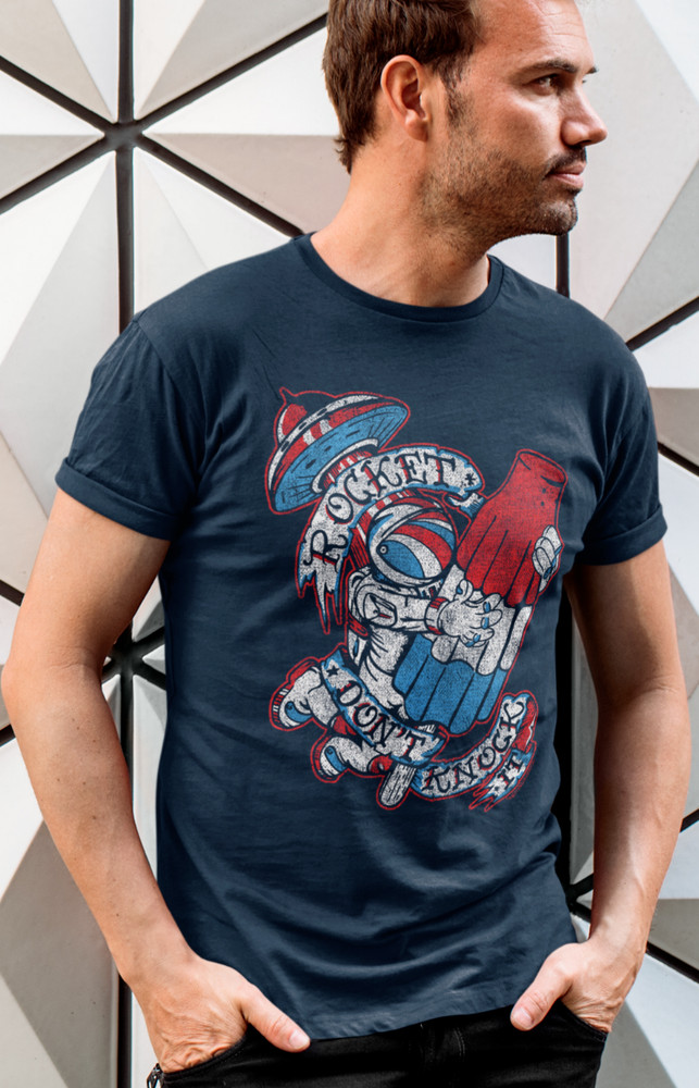 UFO Rocket Pop Astronaut Space Planet Tattoo ASTROPOP Shirt Summer Popsicle NASA
