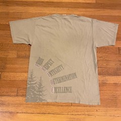 VTG 90s 00s District Threads T-Shirt I Am A Pioneer Graphic Trees Wrap Around L
