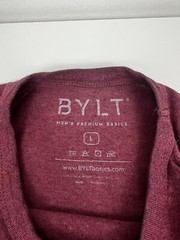 BYLT Basics Crew Neck T Shirt Mens Size L Large Maroon Straight Hem S/S EUC