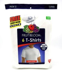 6 White Small S 34-36 Inch Crew Neck T-Shirts Fruit Of The Loom C / P 86-91 CM