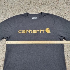 Carhartt Shirt Mens Large Gray Yellow Spell Out Tee Work Wear Outdoors Adult A12