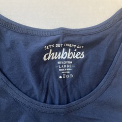 Chubbies Tank Top Shirt Mens Large Navy Blue Center Stripe Cotton Thighs Out