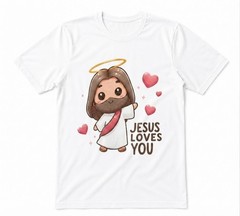Jesus Loves You Cute Christian Jesus Unisex Tee White T-shirt