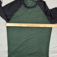 Orvis Long Sleeve Pullover Shirt Mens Medium Green Black Colorblock Fisherman