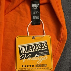 Valabasas Vintage Flame Yin Yang Orange Graphic Cotton Crew Tee L Double-Sided