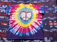 Vtg 90s Fairy Elf Peace Sign Mushrooms T Shirt Hippy Tie Dye Single Stitch USA L