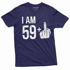 Men’s 60th Birthday T-shirt Papa Grandpa Dad 59+ middle finger offensive shirt