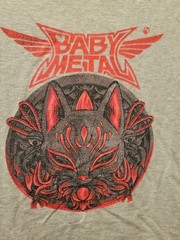 Babymetal Band Kitsune Cat Mask Shirt Adult Size Small S Gray / Baby Metal