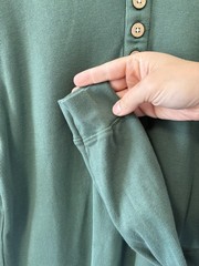 Burt’s Bees Baby Mens Medium Organic Cotton Henley Shirt Green Rib Knit Thermal