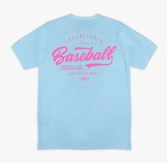 NEW Adult Large BL101 Baseball Lifestyle 101 Blue & Pink Established 2016 Shirt