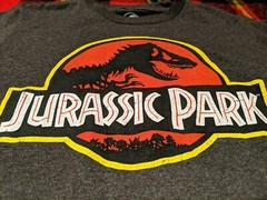 Jurassic Park Distressed Official Movie Logo T-Shirt Small Charcoal Heater Gray