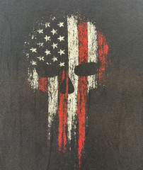 XXL Black Gildan Red White Black Flag Skull Cotton T-Shirt