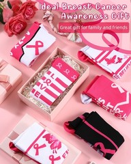 12 Pairs Breast Cancer Awareness Socks Bulk Pink Ribbon Knee High Compression…