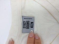 Stacy Adams Shirt Mens 2XL Ivory V-Neck Textured Knit Short Sleeve Casual Tee