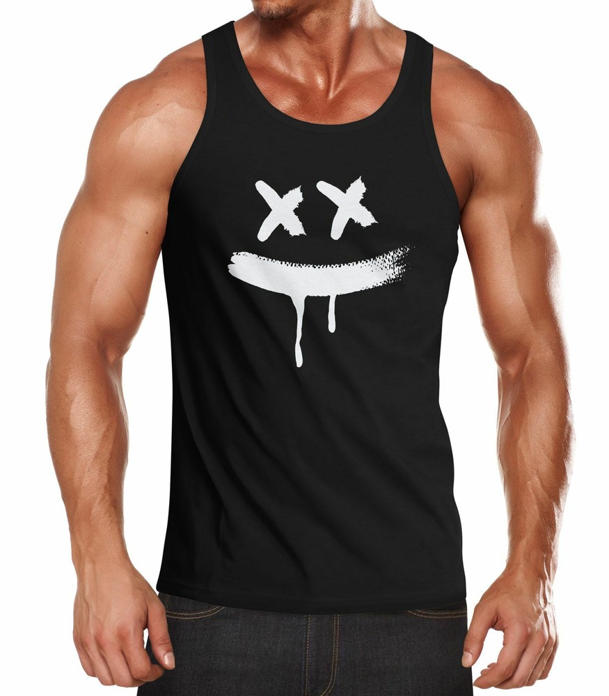 Mens Tank Top Print Printed Print Creepy Smile Crazy Smile Sneaky