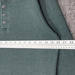 Weatherproof Vintage Henley Shirt Mens L Green Long Sleeve Thermal Waffle Knit