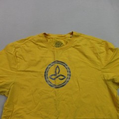 prAna Men’s L Large Mustard Yellow Organic Cotton Graphic Logo T-Shirt Tee