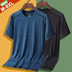 Men Big & Tall T-Shirt 6XL 7XL 8XL Casual Short Sleeve Polyester Stretch