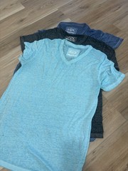 Buckle Men’s Short Sleeve Burnout Tees – Light Blue, Charcoal, Navy Large