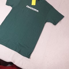 Diadora Shirt Mens Small Green Soccer Logo Outdoor Sports Exercise Gym Run New