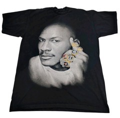 Michael Jordan Chicago Bulls Tshirt Black Rap Hip Hop Vintage Bling 6 Rings Tee