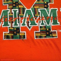 Vintage 1990’s Giovanni Miami Hurricanes Kente Cloth t-shirt mens Large