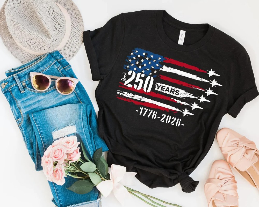 Patriotic Jet Fighter Shirt, America 250th Anniversary Shirt, USA 1776-2026