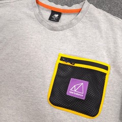 New Balance T Shirt Mens M Gray Heather All Terrain Mesh Pocket Tee Short Sleeve