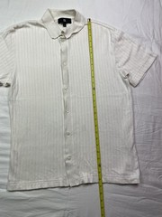 B&R Men’s Ribbed Knit Short Sleeve Collared Button-Up Shirt – Size S