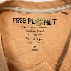 Free Planet Shirt Mens Medium Brown Organic Cotton Pocket Crewneck Tee Eco