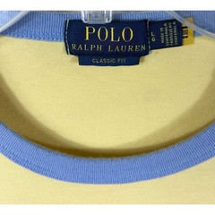Polo Ralph Lauren Ringer T-Shirt Mens L Yellow Blue Polo 1967 Spell Out LOGO