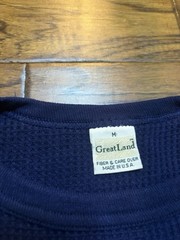 VTG Great Land Thermal Mens M Blue Polycotton Waffle-Knit Long-Sleeve Base 90s