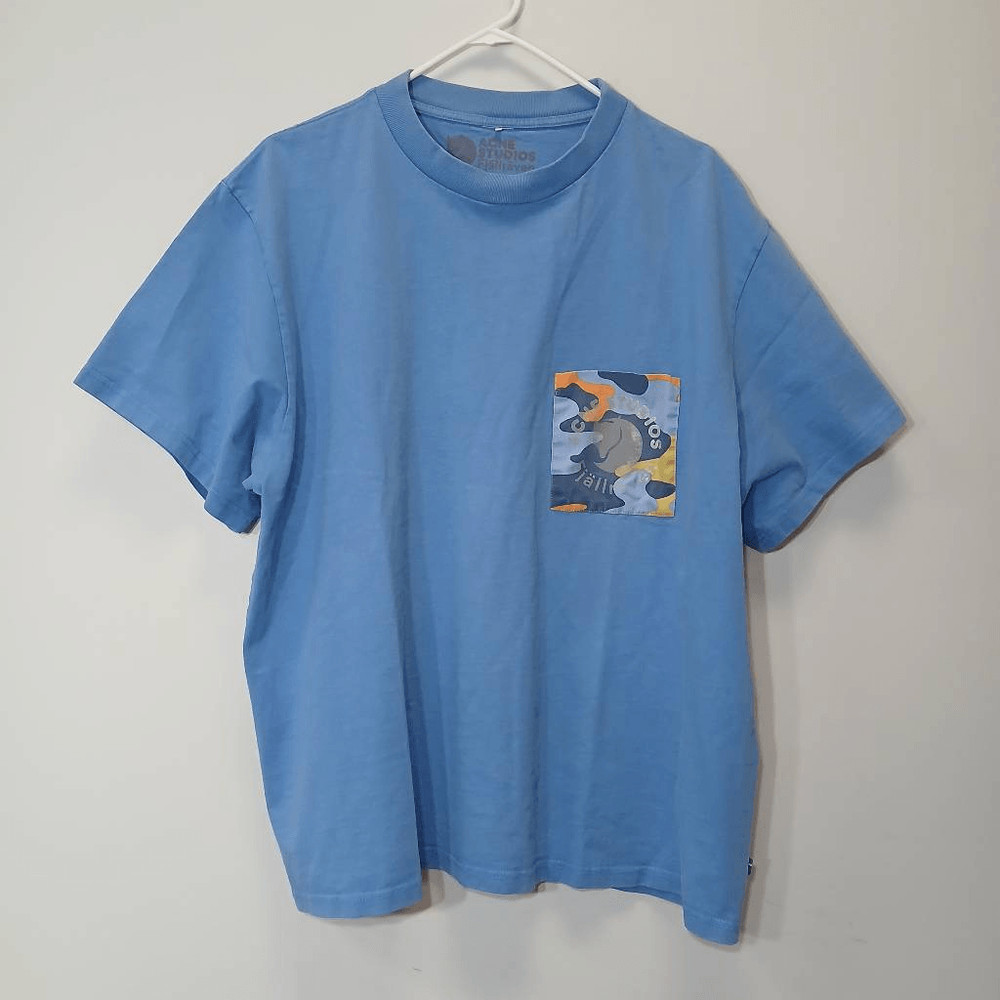 Acne studio fjallraven mens xl blue strong tough cotton tshirt shortsleeve