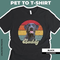 Custom Pet Portrait Retro Sunset Comfort Tee Personalized Dog Cat Tee