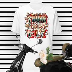 Big Tall Small Young Fresh & Fly Graphic Tee Shirt Hip Pro Club Shaka Sneaker T