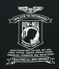 Rolling Thunder POW MIA Black Mens Graphic Tshirt Honor Their Sacrifice Size L