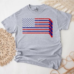 USA Flag Hockey Comfort Tee Patriotic Ice Fan Gift Men Women