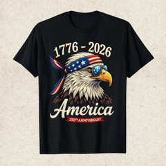250 Years America Anniversary 1776 Bald Eagle 250th Birthday US Flag T-Shirt