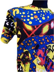 Royal Blue Label Graffiti T Shirt Colorful Print Urban Street Art Size M