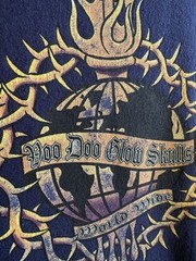 Vintage 90s Voodoo Glow Skulls World wide Shirt Large 20.5×29 Navy Blue