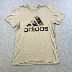 Adidas Go To Tee Mens Small Beige Short Sleeve Graphic Pullover Casual Adult